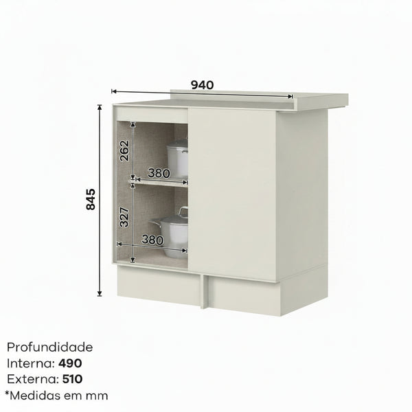 Mueble Cocina Base Esquinero Fineze Arena