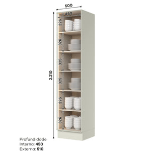 Mueble Cocina Despensa 1P Vidrio 50 cm Fineze Arena