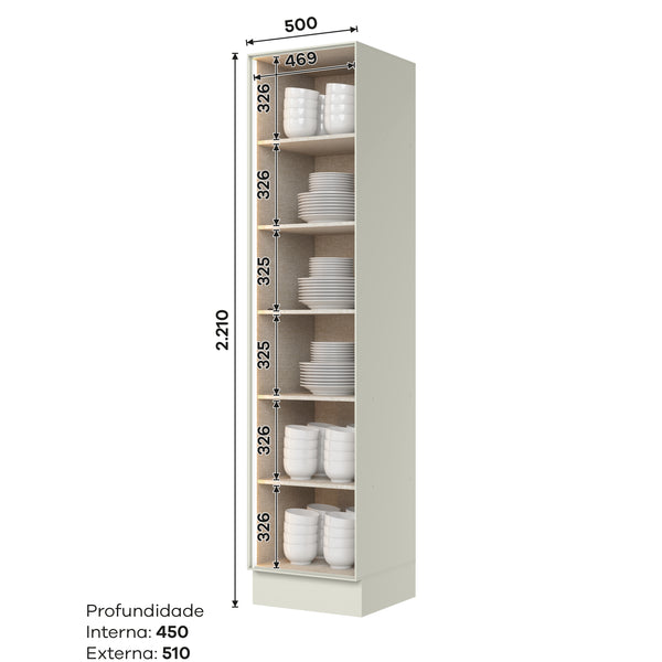 Mueble Cocina Despensa 1P Vidrio 50 cm Fineze Arena