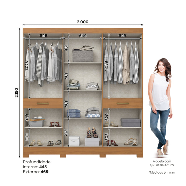 Closet Orla 10 Puertas 2 Cajones Off white/Canela