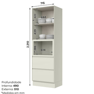 Mueble Cocina Torre 1 Microonda 72 cm Fineze Arena