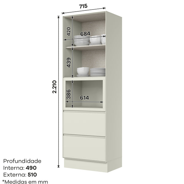 Mueble Cocina Torre 1 Microonda 72 cm Fineze Arena