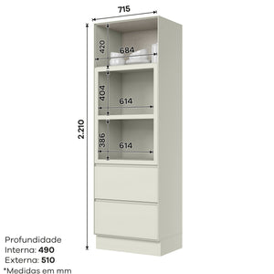 Mueble Cocina Torre 2 Microondas 72 cm Fineze Arena