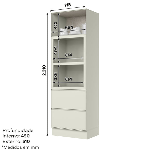 Mueble Cocina Torre 2 Microondas 72 cm Fineze Arena