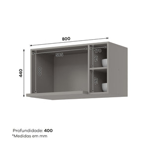 Mueble Cocina Aéreo Microondas Americana Gris