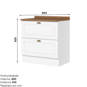 Mueble de Cocina Base 2 Cajones Americana Natural