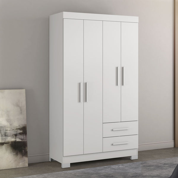 Closet Lucca 4 Puertas 2 Cajones Blanco/Rosado
