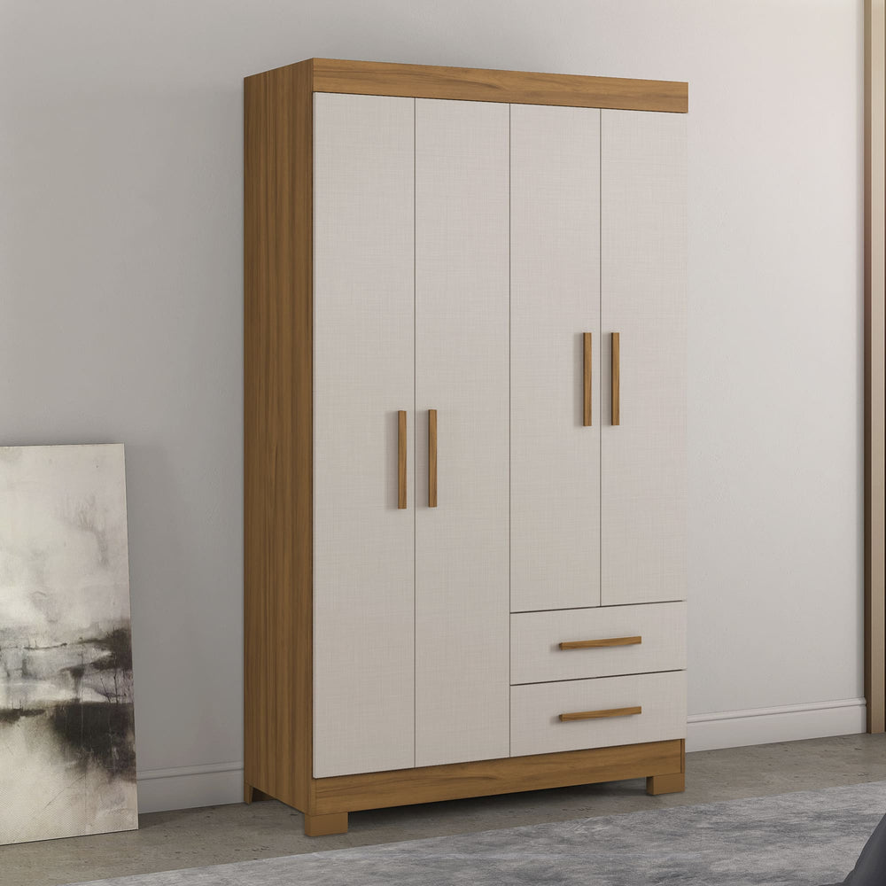 Closet Lucca 4 Puertas 2 Cajones Café/Off white