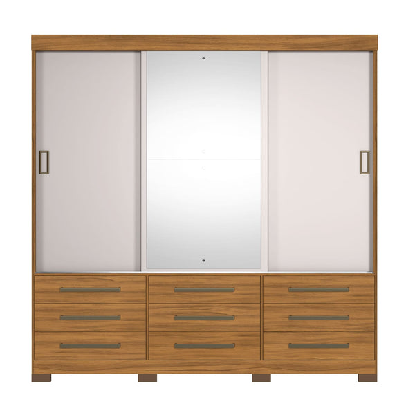 Closet Enzo 3 Puertas Corredizas 9 Cajones con Espejo Café