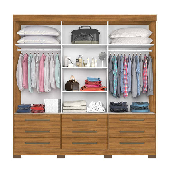 Closet Enzo 3 Puertas Corredizas 9 Cajones con Espejo Café