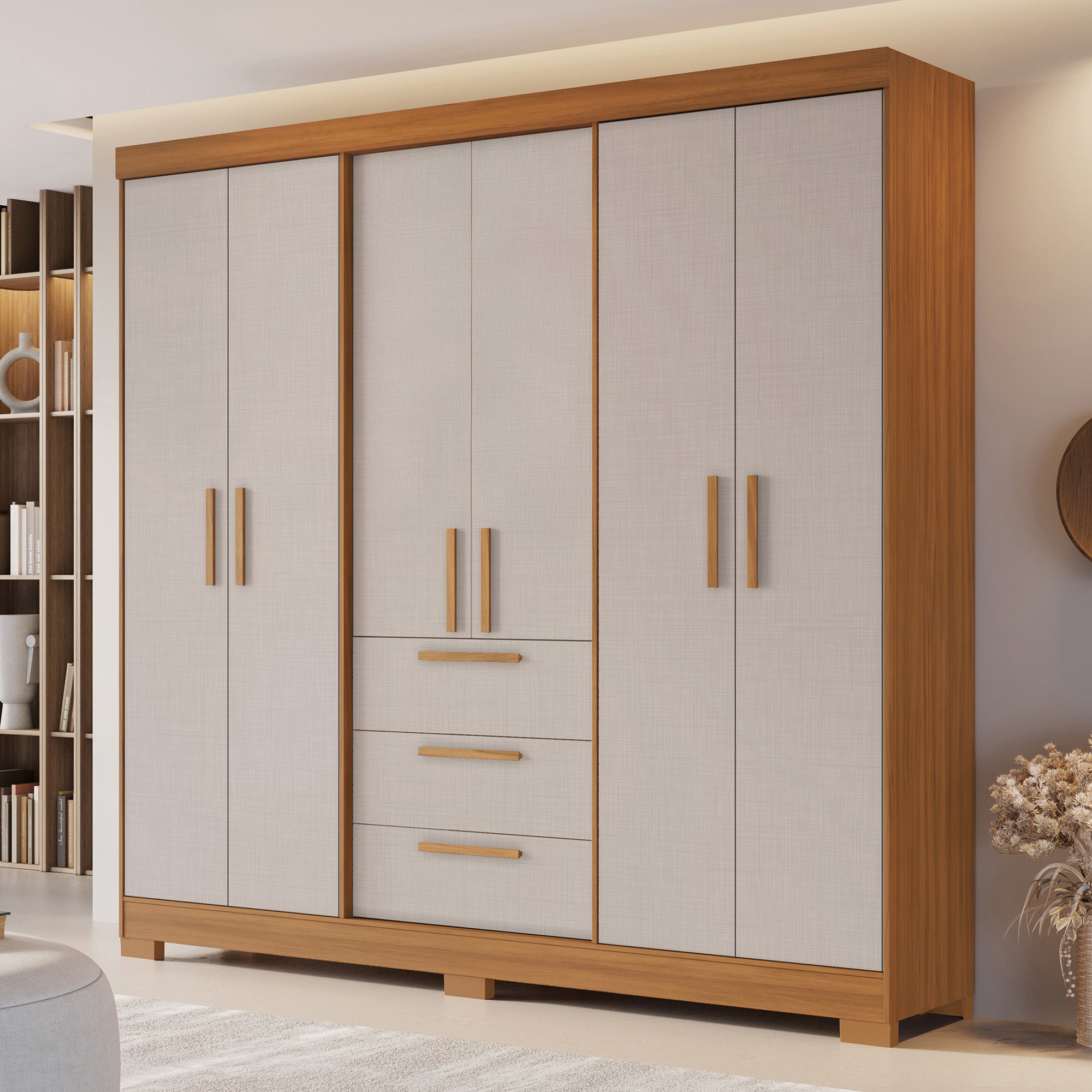 Closet Mara 6 Puertas 3 Cajones Off white/Café