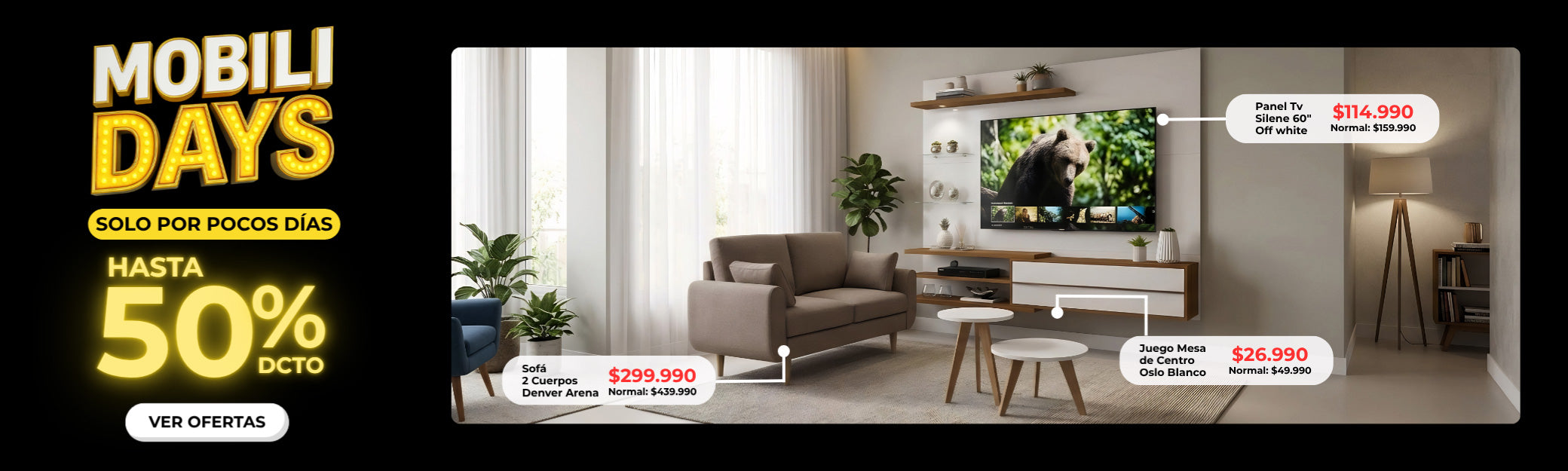 HASTA 50% DE DESCUENTO EN LIVING