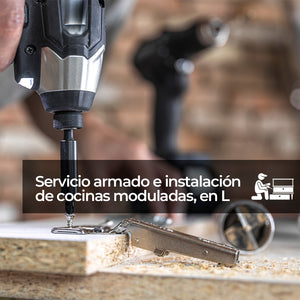 Servicio armado e instalación de cocinas moduladas, en L