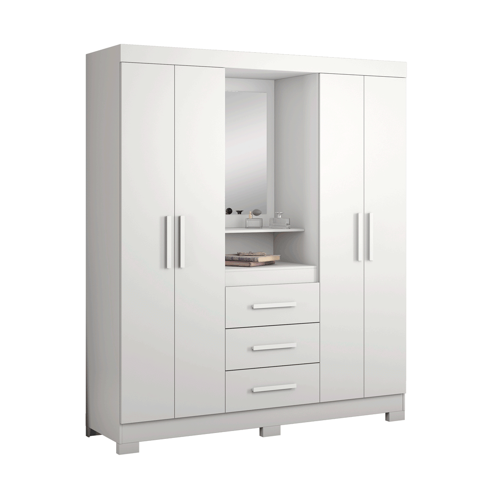 Closet Capelinha con Espejo Blanco/Rosado