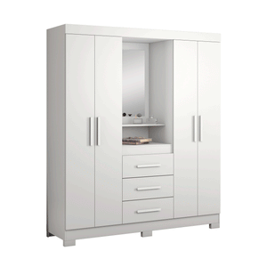 Closet Capelinha con Espejo Blanco/Rosado