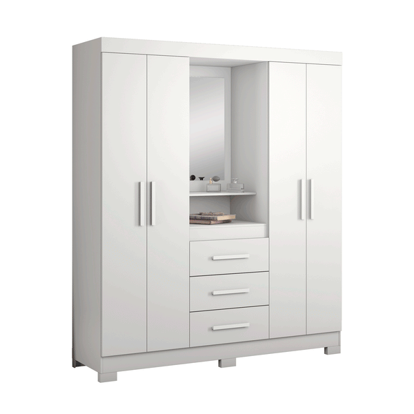 Closet Capelinha con Espejo Blanco/Rosado